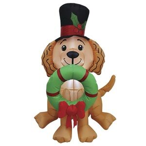 Christmas Dog 4ft Light Up LED Airblown Inflatable Golden Doodle Retriever